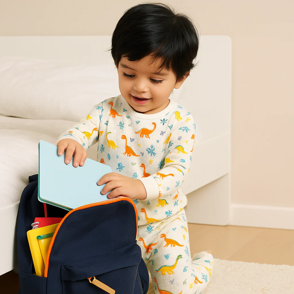Kids Full-Sleeves Pajama Set Dinosaur Off White - Mini Charm - Image 4