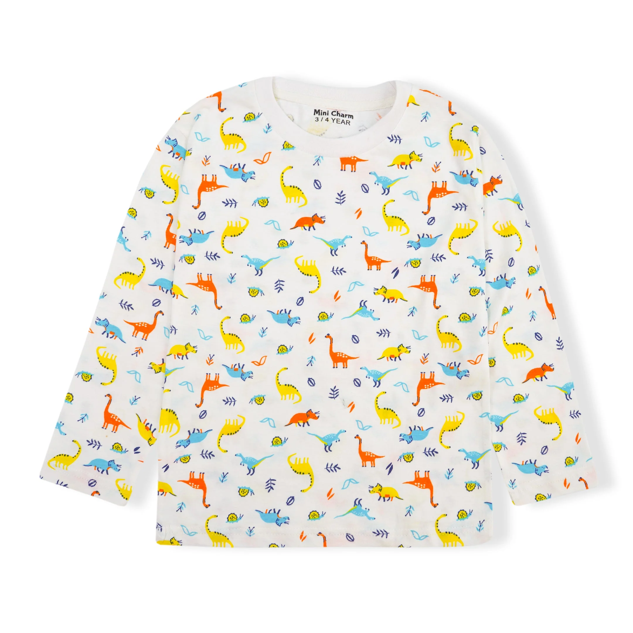 Kids Full-Sleeves Pajama Set Dinosaur Off White - Mini Charm - Image 6