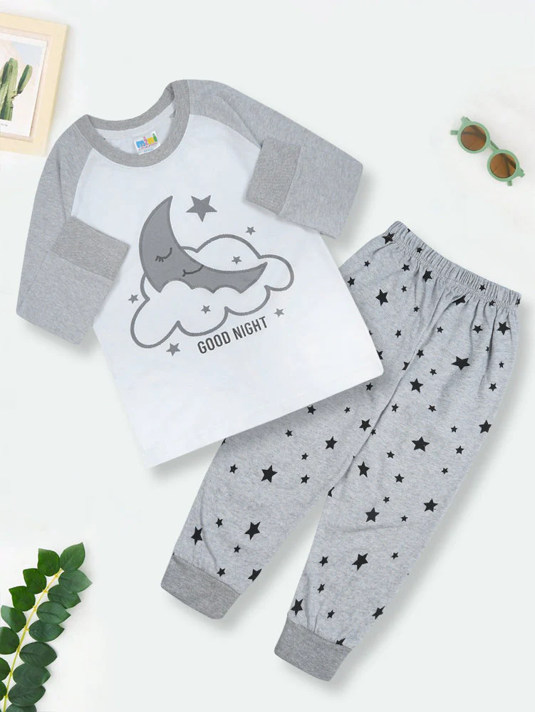 Kids Full-Sleeves Pajama Set Moon White - Mini Charm - Image 6