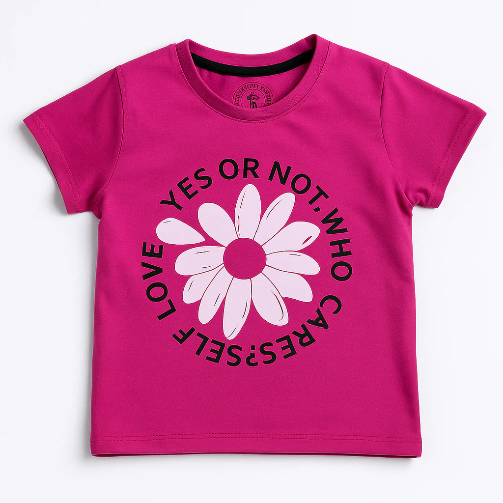 Kids Half-Sleeves T-Shirt Flower Pink - Mini Charm - Image 2