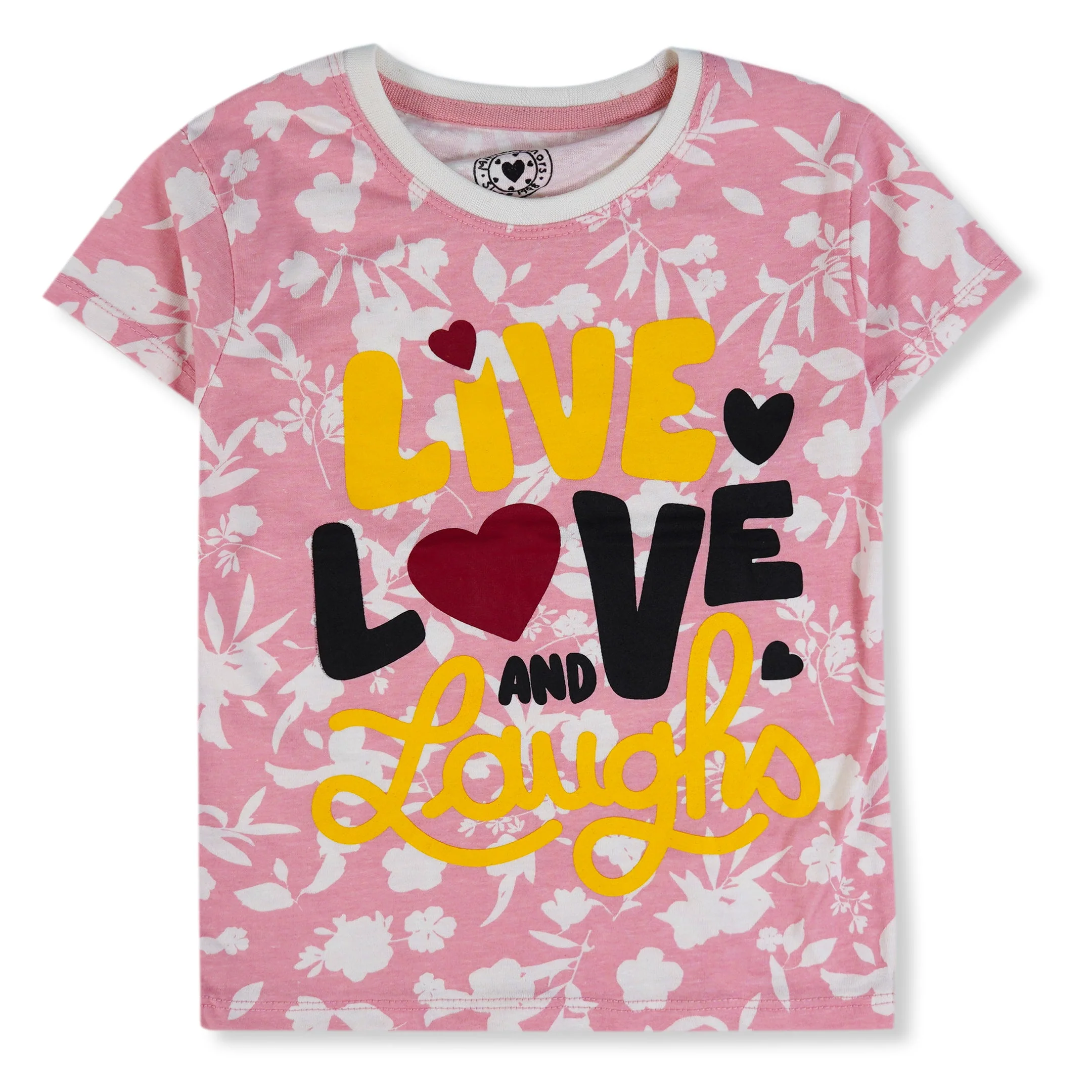 Kids Half-Sleeves T-Shirt Love & Laughs Peach - Mini Charm - Image 4
