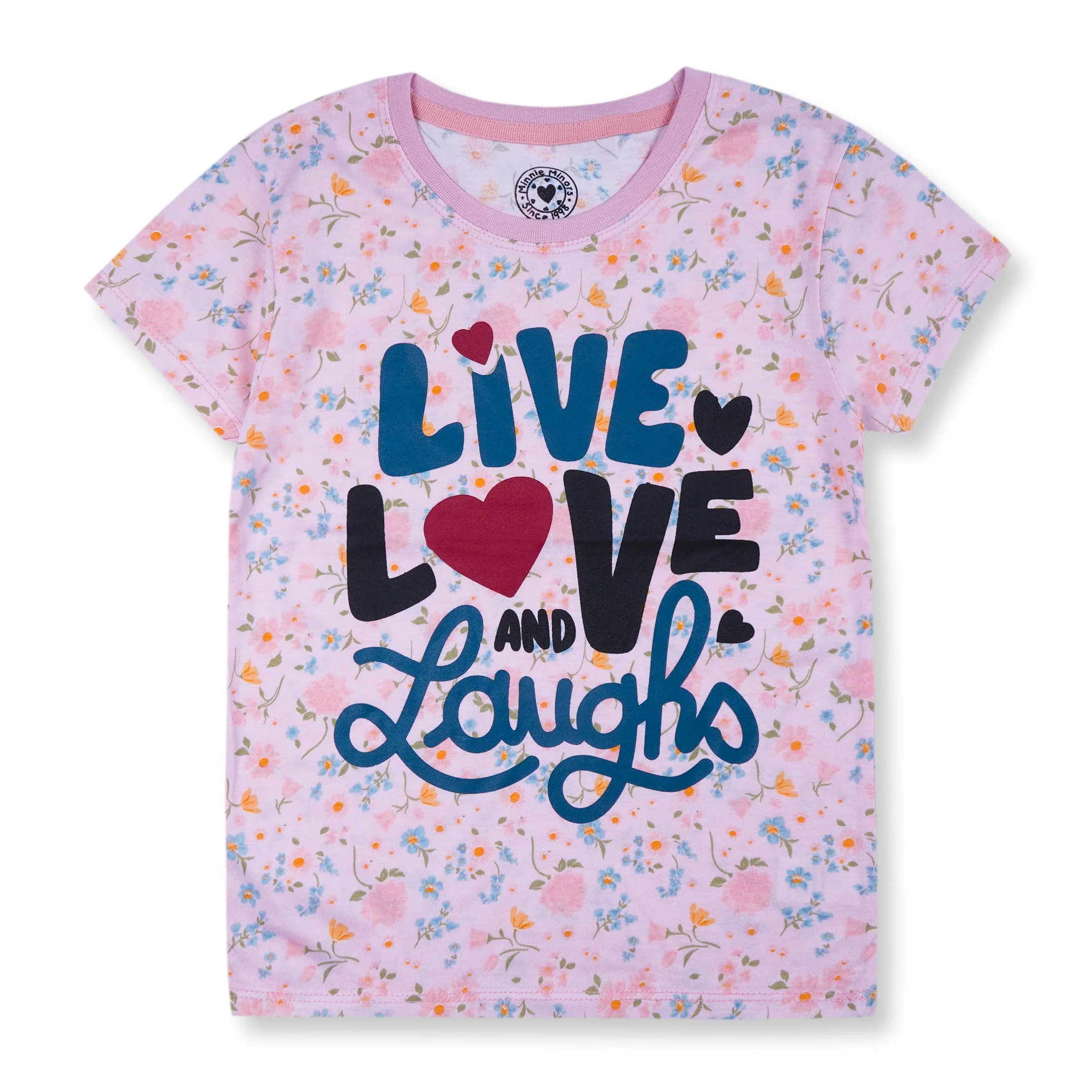 Kids Half-Sleeves T-Shirt Love Pink - Mini Charm - Image 4