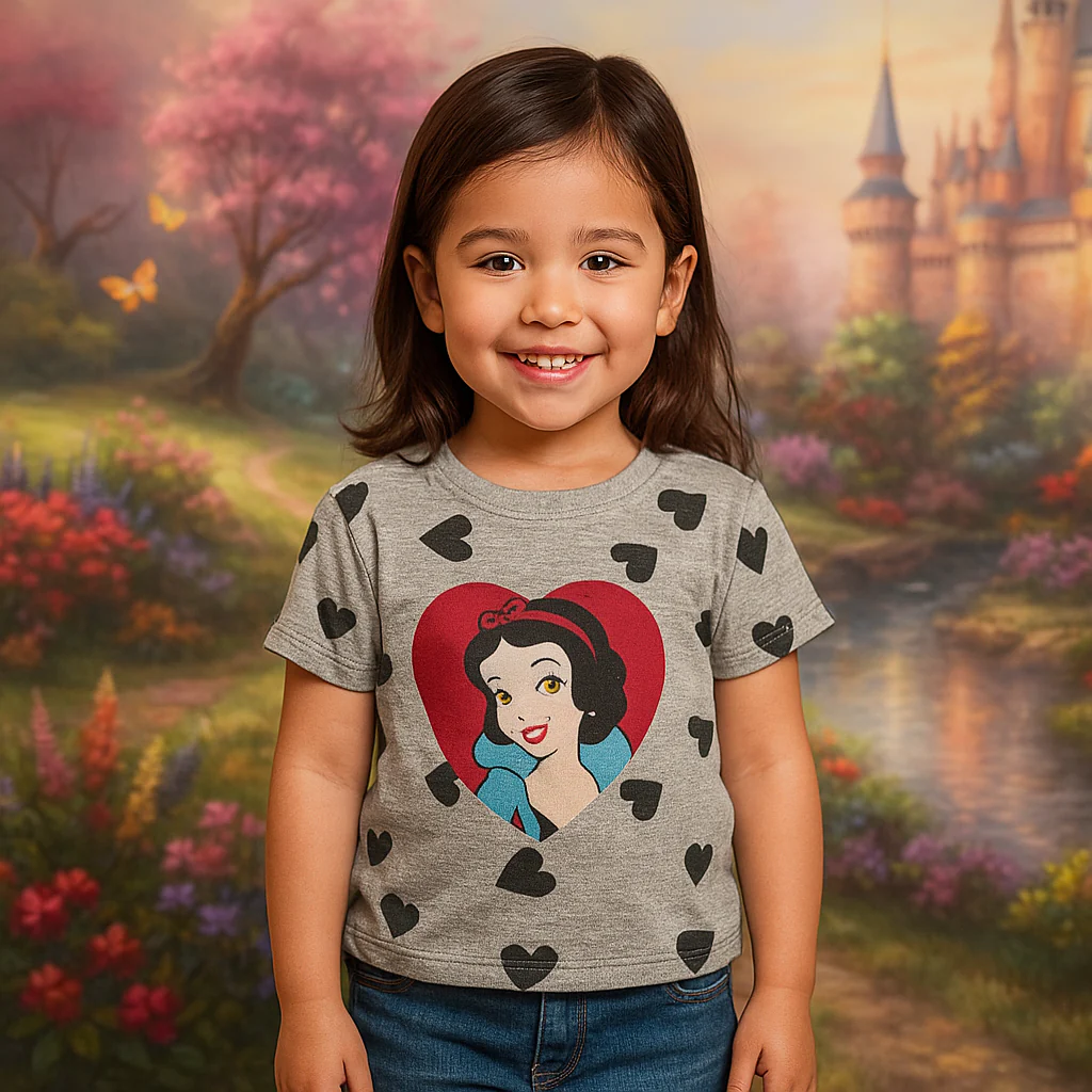 Kids Half-Sleeves T-Shirt Snow White Grey - Mini Charm