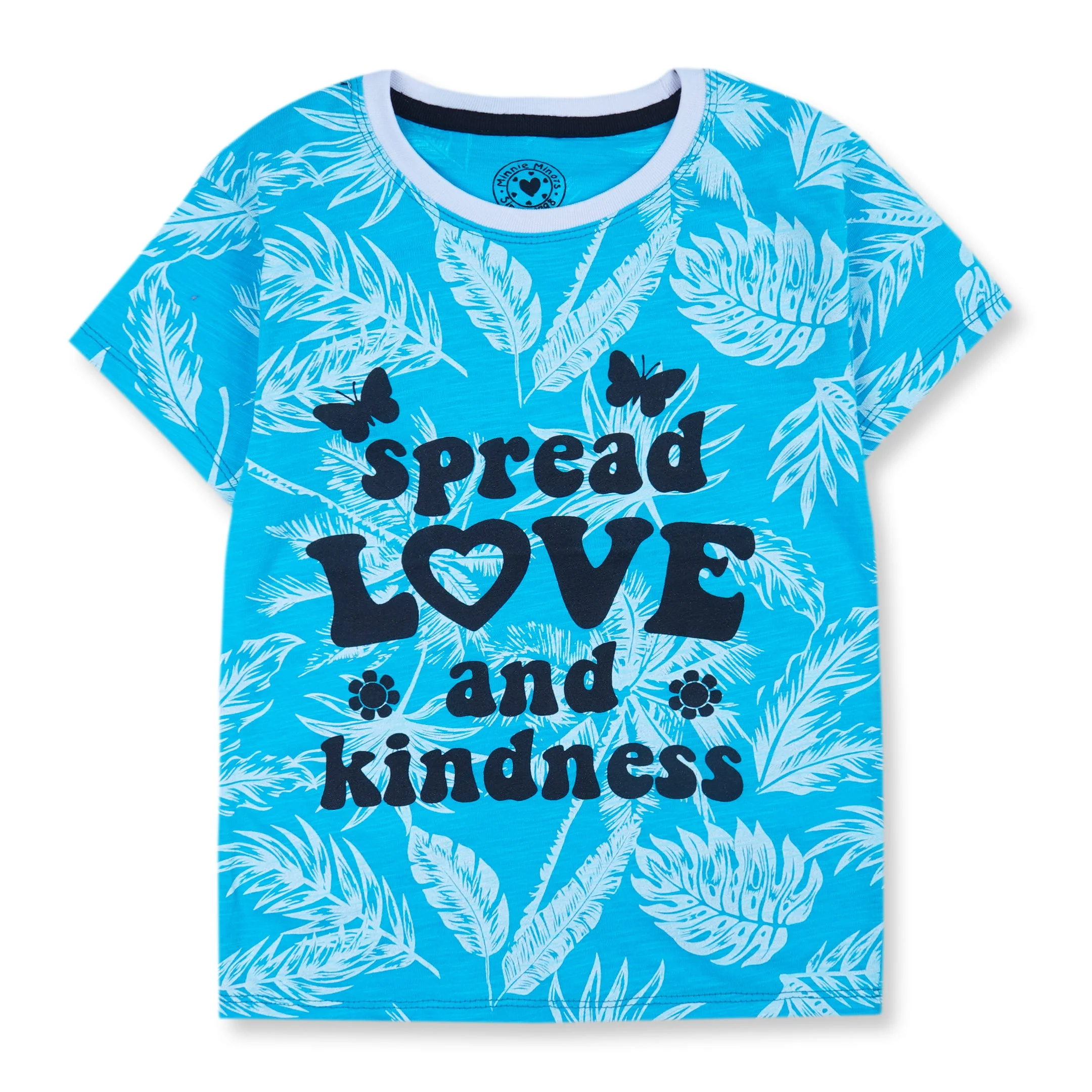 Kids Half-Sleeves T-Shirt Spread Love Blue - Mini Charm