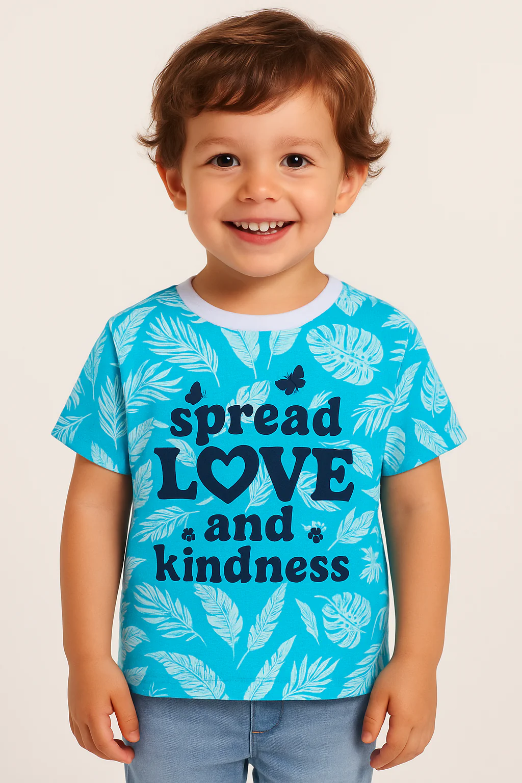 Kids Half-Sleeves T-Shirt Spread Love Blue - Mini Charm - Image 4