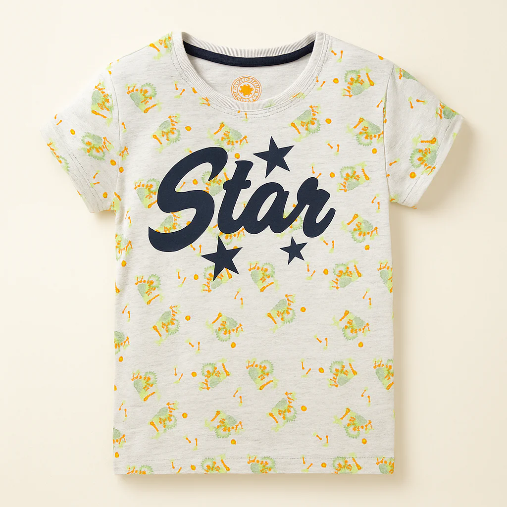 Kids Half-Sleeves T-Shirt Star Grey - Mini Charm - Image 2