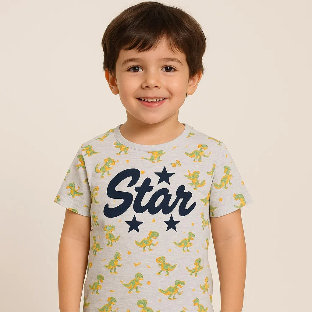 Kids Half-Sleeves T-Shirt Star Grey - Mini Charm - Image 6