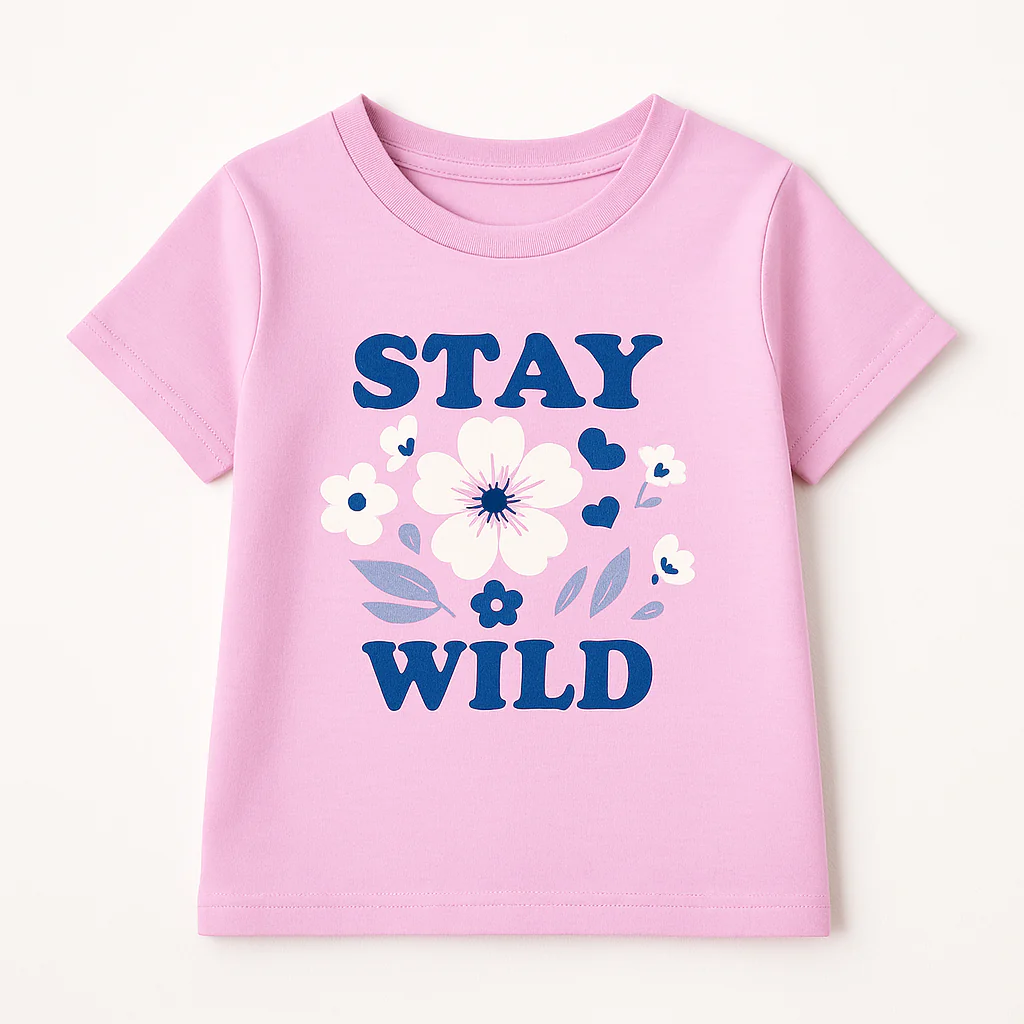 Kids Half-Sleeves T-Shirt Stay Wild Lavender - Mini Charm - Image 2