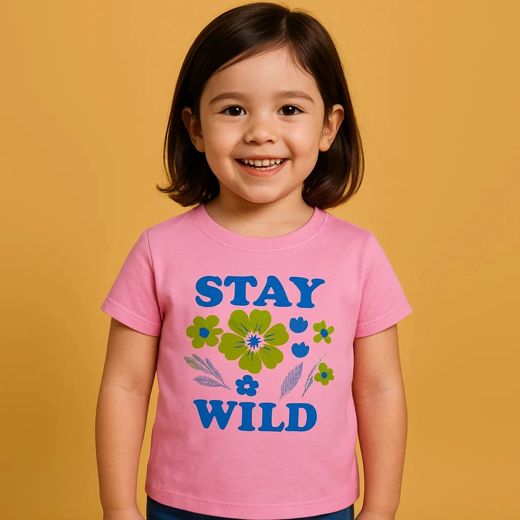 Kids Half-Sleeves T-Shirt Stay Wild Pink - Mini Charm