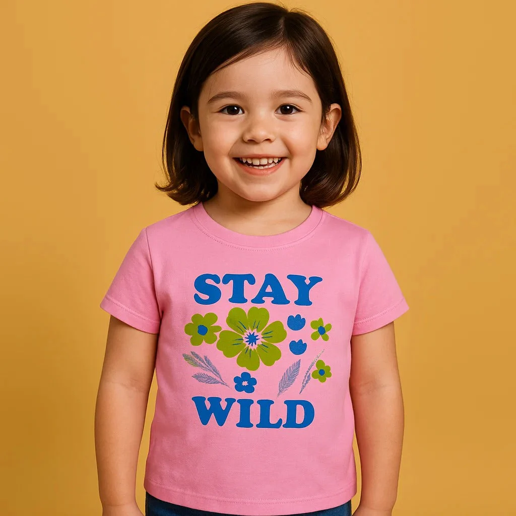 Kids Half-Sleeves T-Shirt Stay Wild Pink - Mini Charm - Image 6