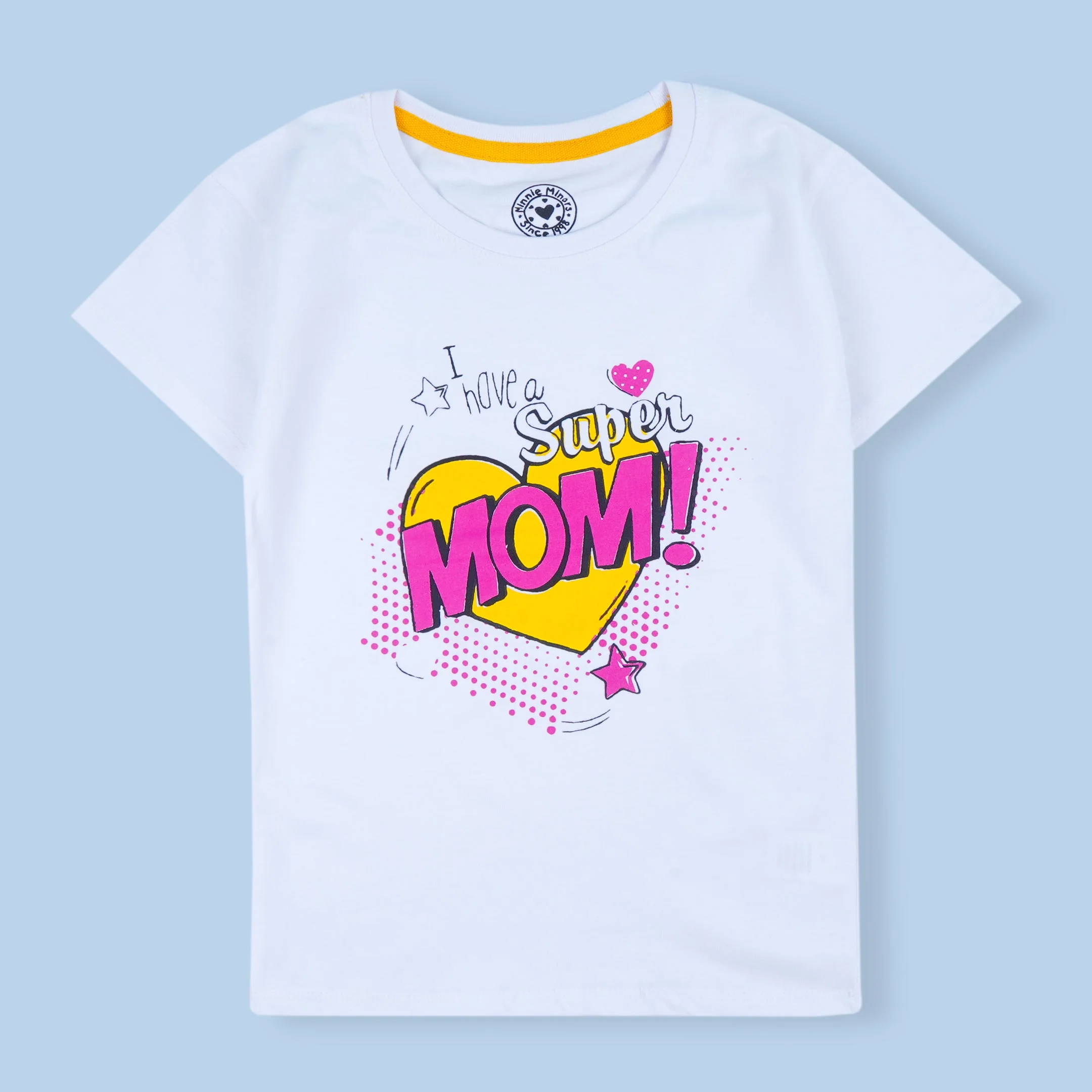 Kids Half-Sleeves T-Shirt Super Mom White - Mini Charm - Image 4