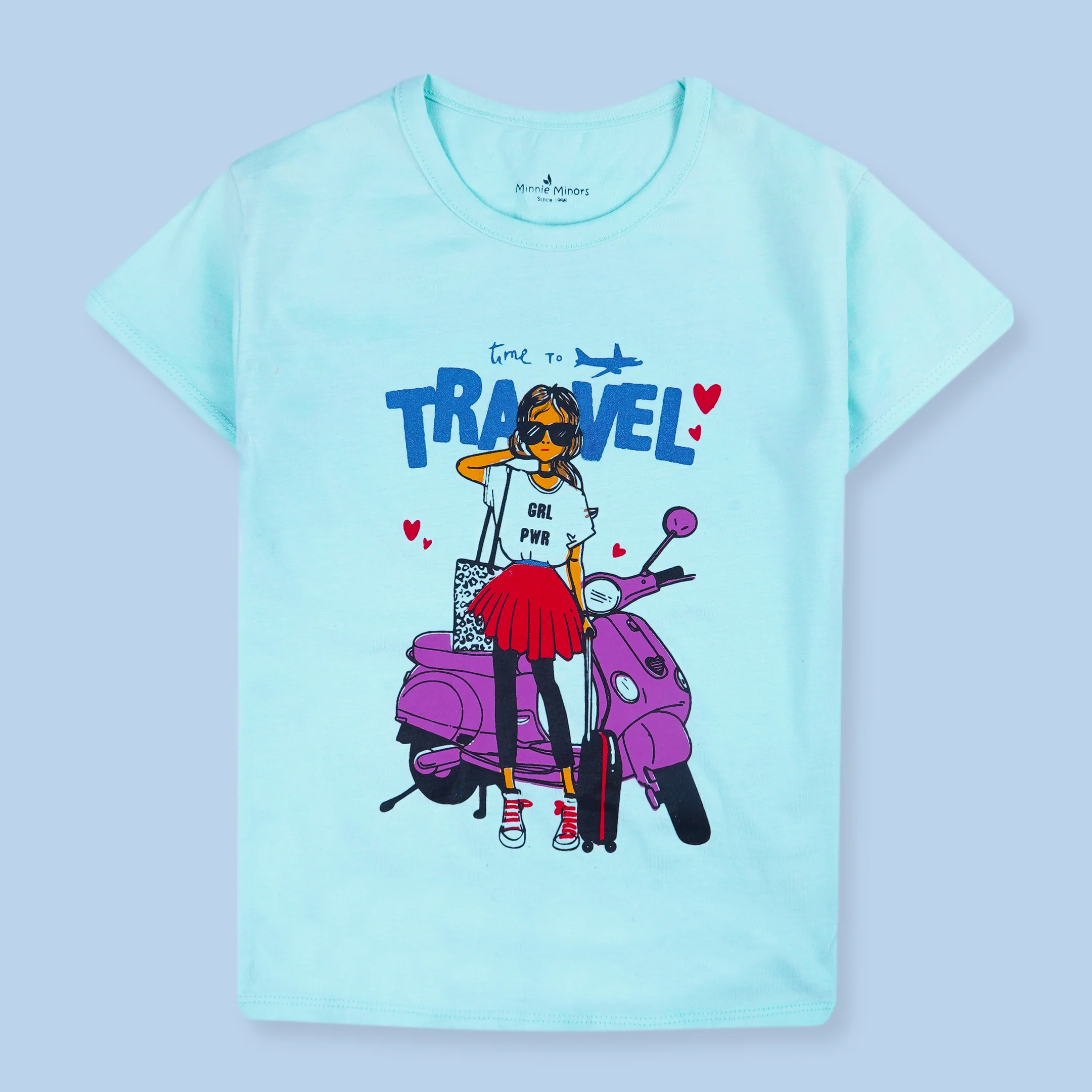 Kids Half-Sleeves T-Shirt Travel Blue - Mini Charm - Image 4