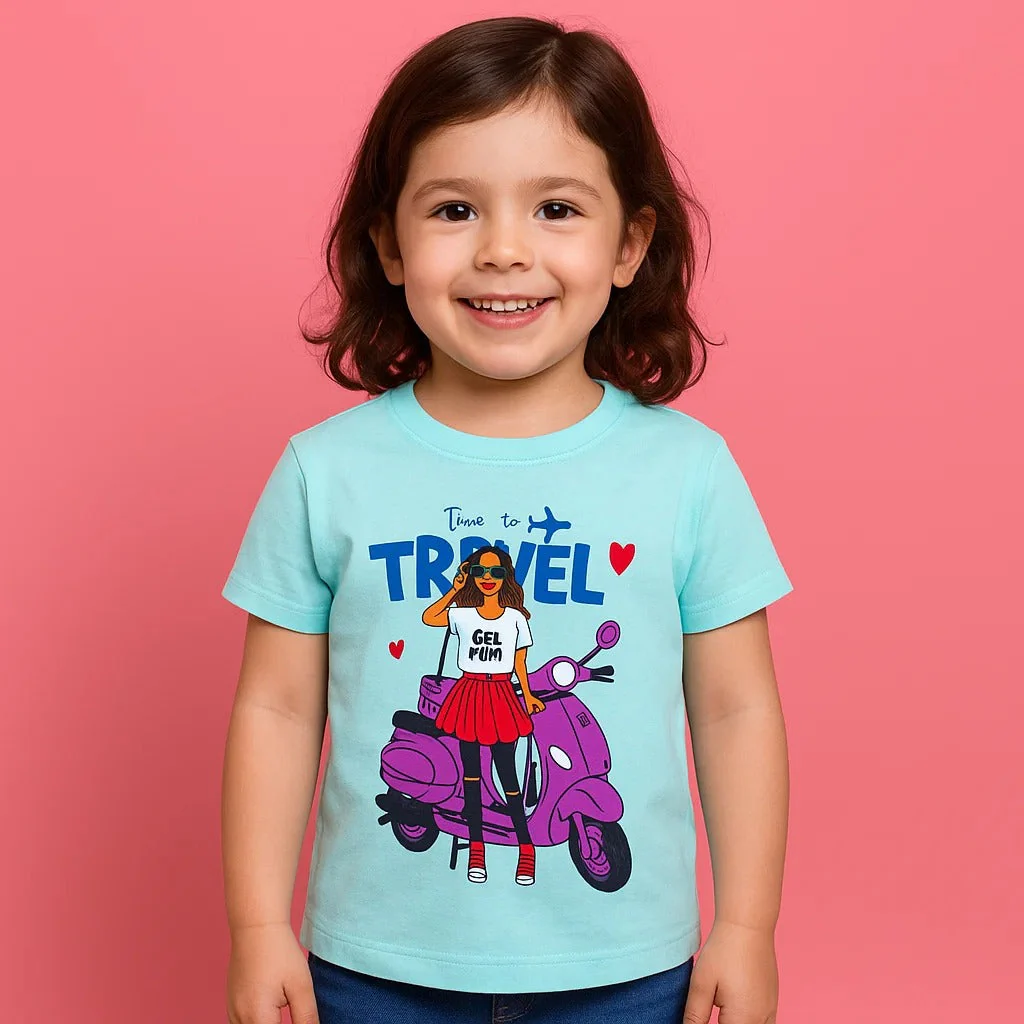 Kids Half-Sleeves T-Shirt Travel Blue - Mini Charm - Image 6