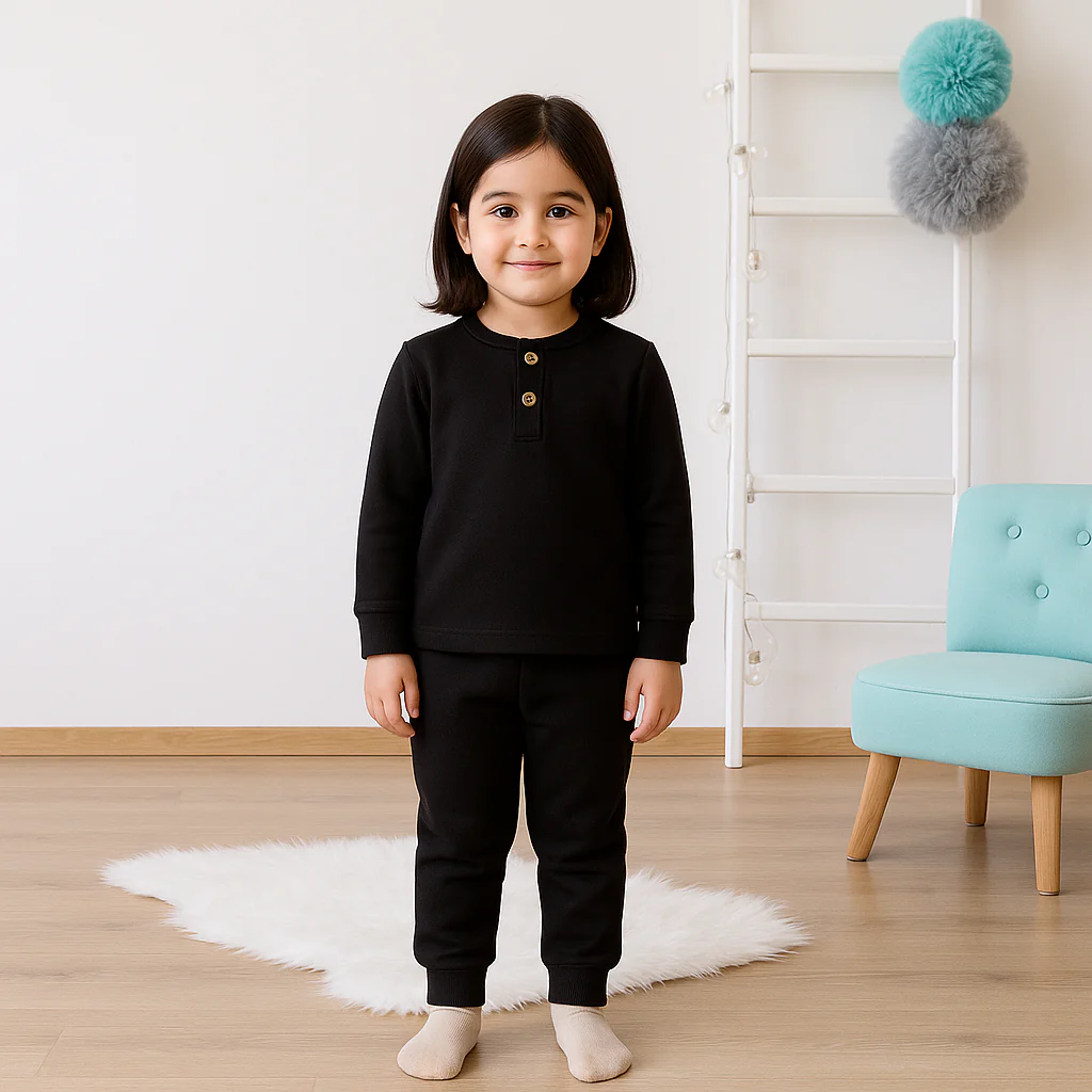 Kids Henley Pajama Set Black SW - Sunshine - Image 2