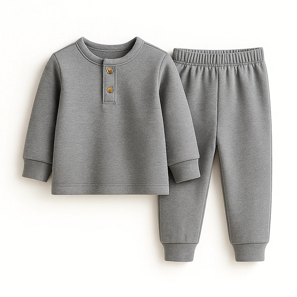 Kids Henley Pajama Set Grey SW - Sunshine
