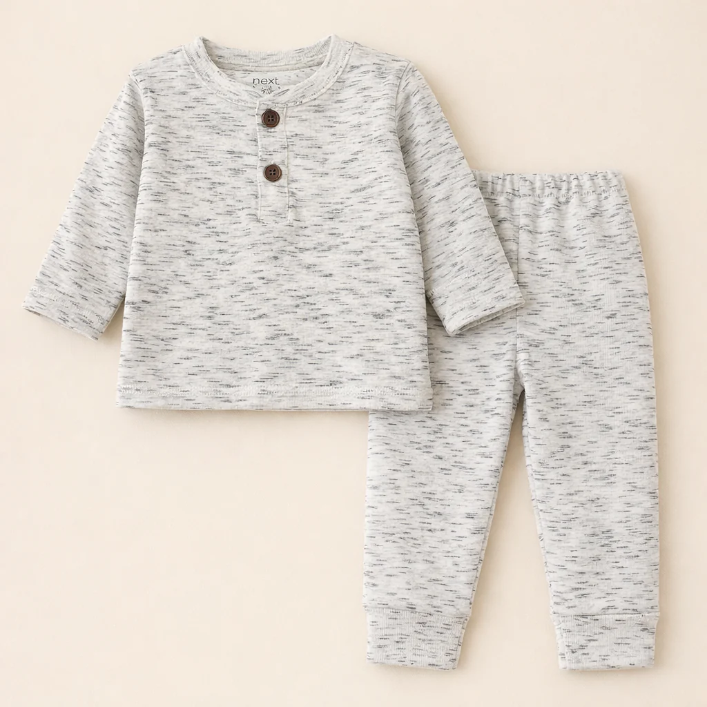 Kids Henley Pajama Set Heather Grey - Oolaa