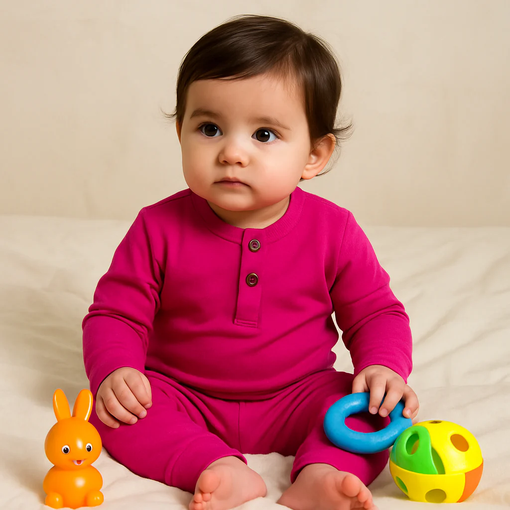 Kids Henley Pajama Set Pink Sw - Sunshine - Image 2