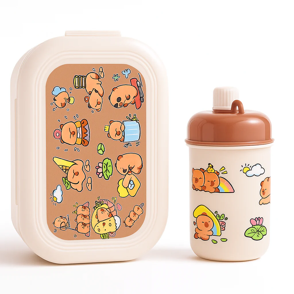 Kids Lunch Box & Water Bottle Set Brown - Sunshine