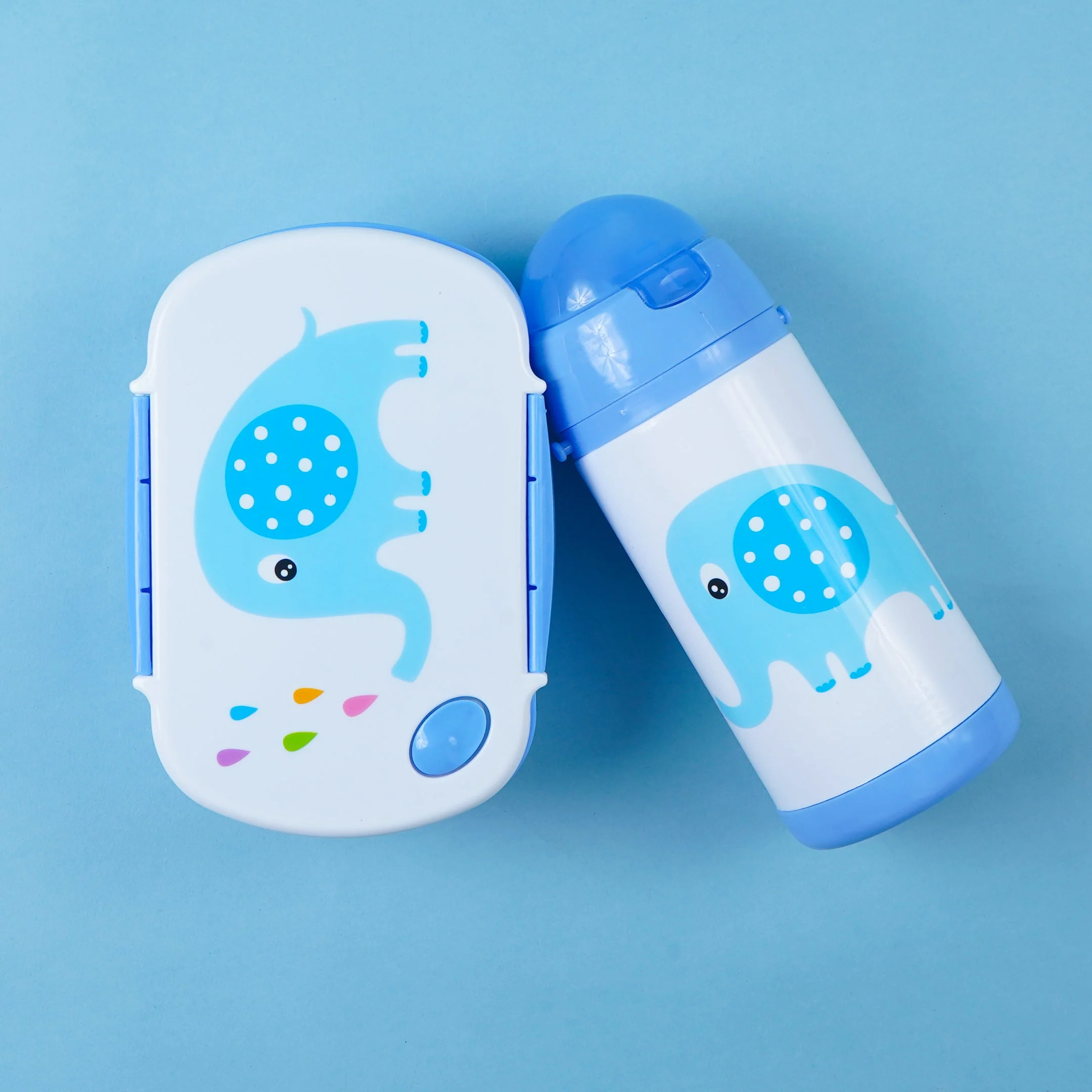 Kids Lunch Box & Water Bottle Set Elephant Blue - Sunshine
