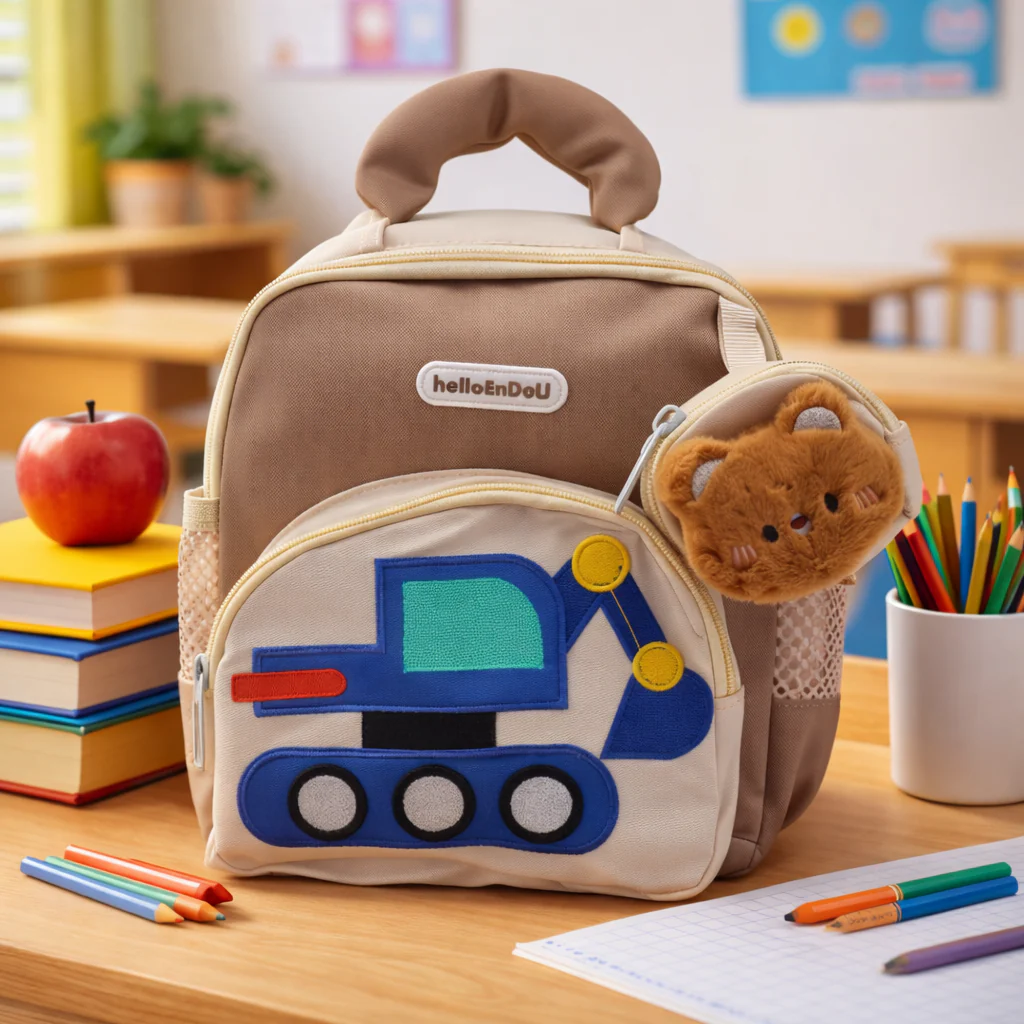 Kids Mini School Bag Excavator Brown - Topse