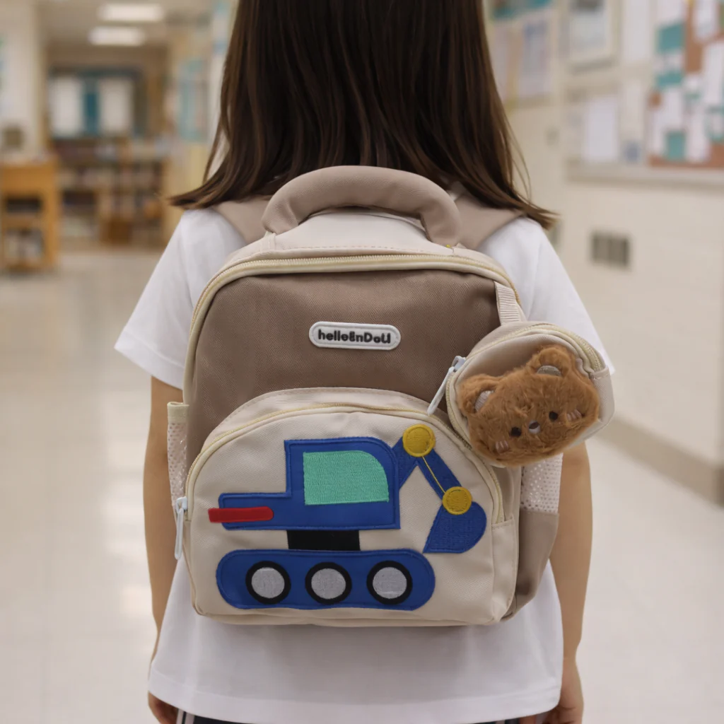 Kids Mini School Bag Excavator Brown - Topse - Image 2