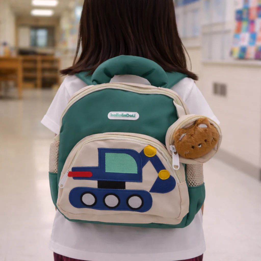 Kids Mini School Bag Excavator Green - Topse - Image 2