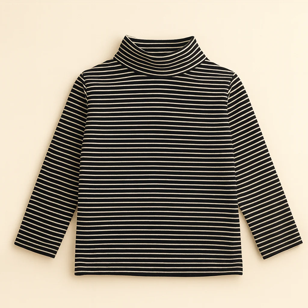 Kids Mock Neck Stripes Black - Sunshine