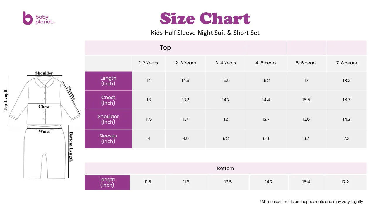 Kids Night Suit With Shorts Floral White - Oolaa - Image 3