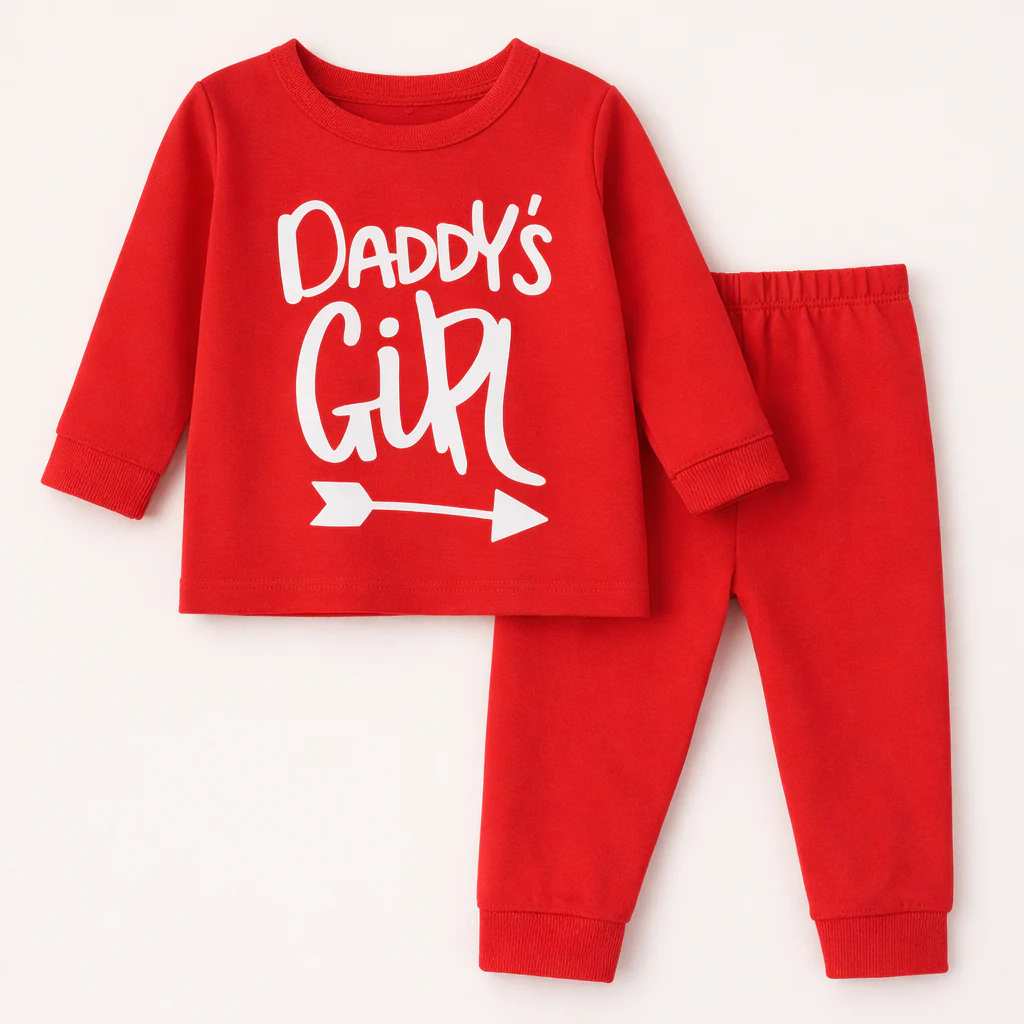 Kids Pajama Set Daddy Girl Red - Mini Charm