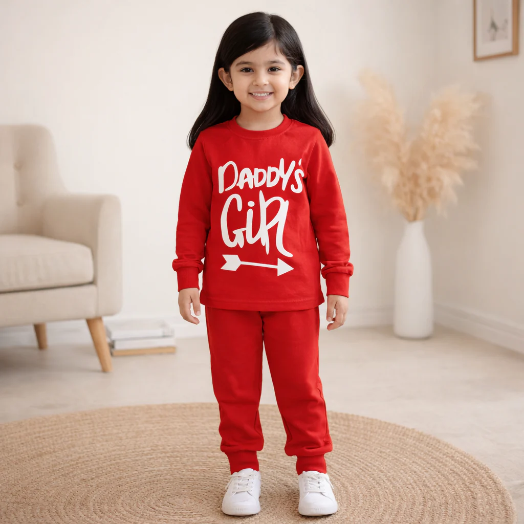 Kids Pajama Set Daddy Girl Red - Mini Charm - Image 2