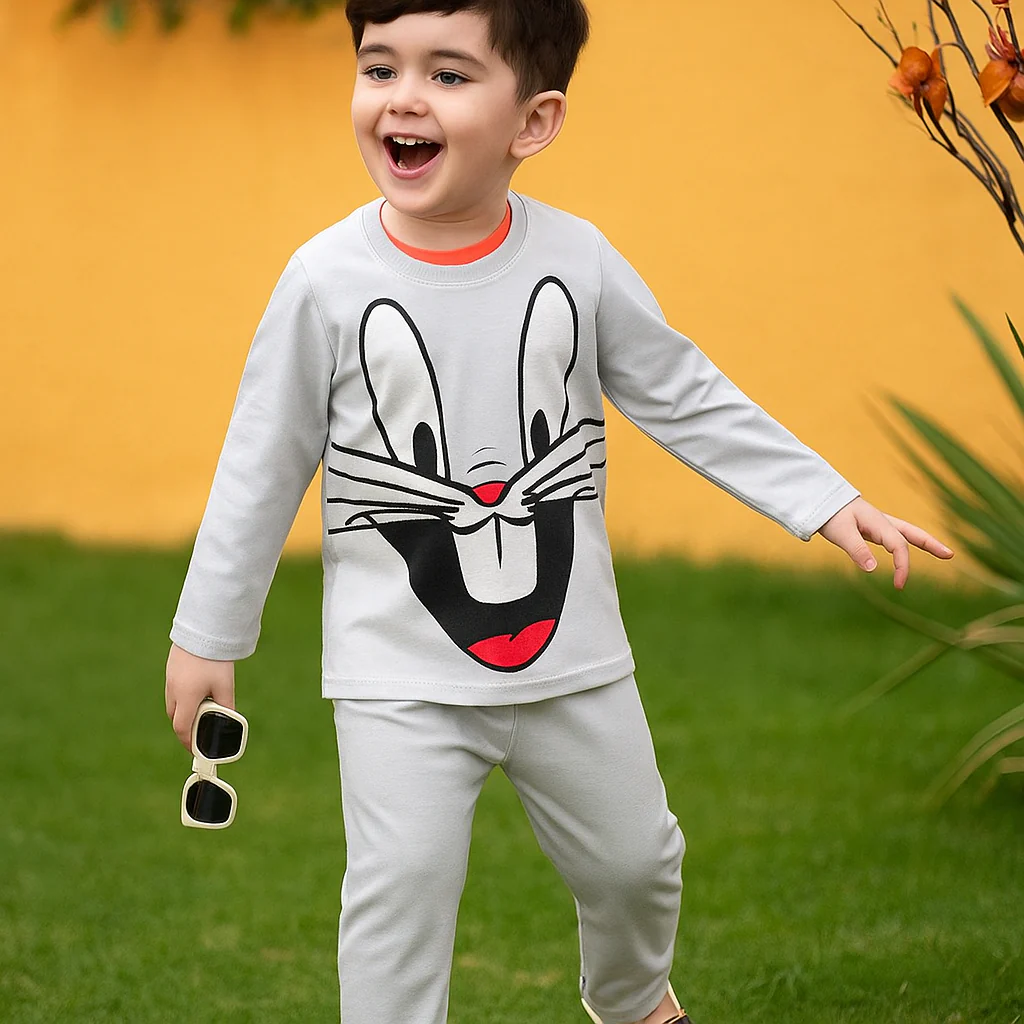 Kids Pajama Set Light Grey - Sunshine - Image 4