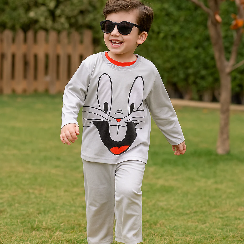 Kids Pajama Set Light Grey - Sunshine - Image 5