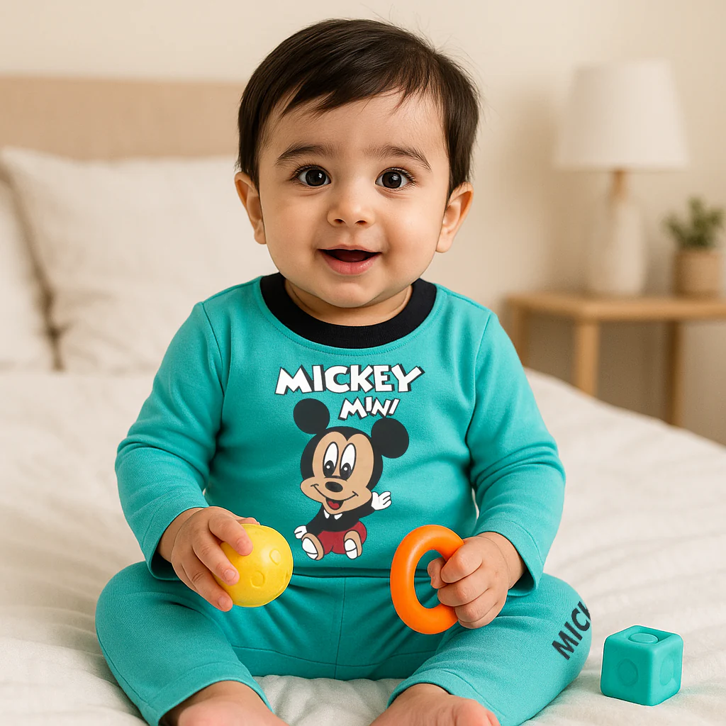 Kids Winter Pajama Set Mickey Mini Sea Green - Sunshine - Image 2