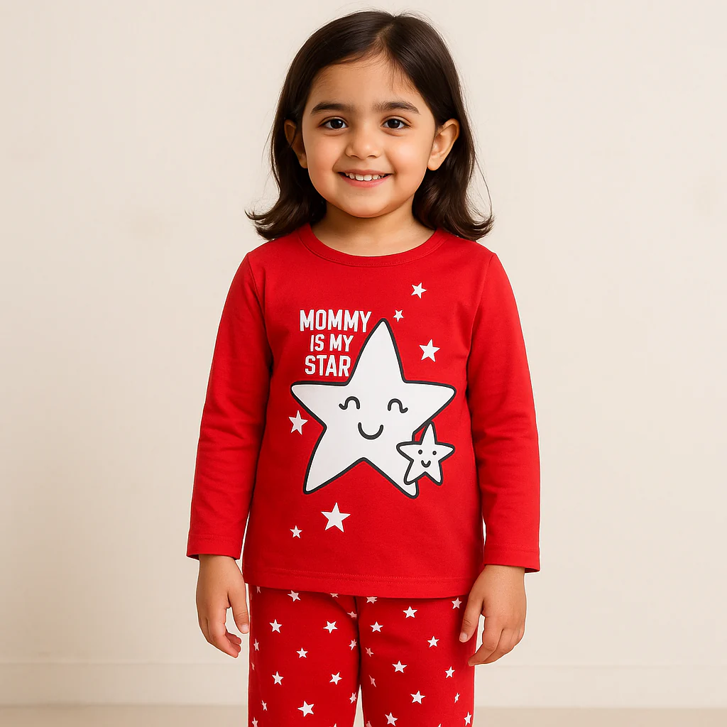Kids Pajama Set Mommy Is My Star Red - Sunshine - Image 2