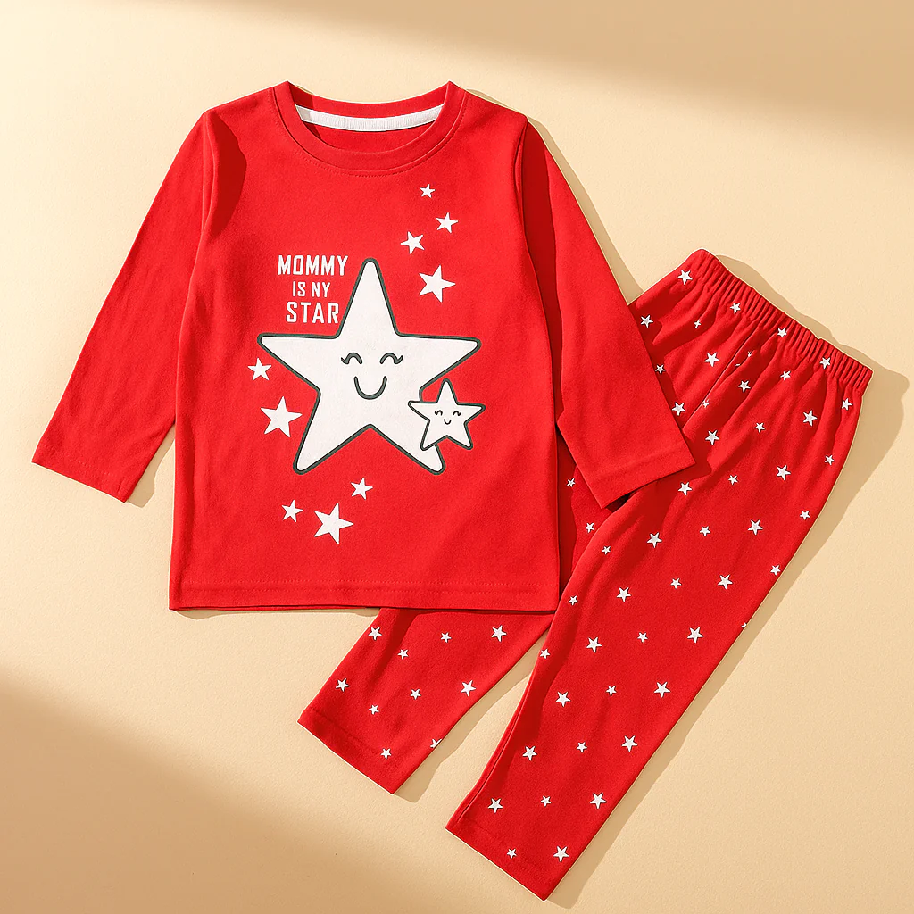 Kids Pajama Set Mommy Is My Star Red - Sunshine - Image 4