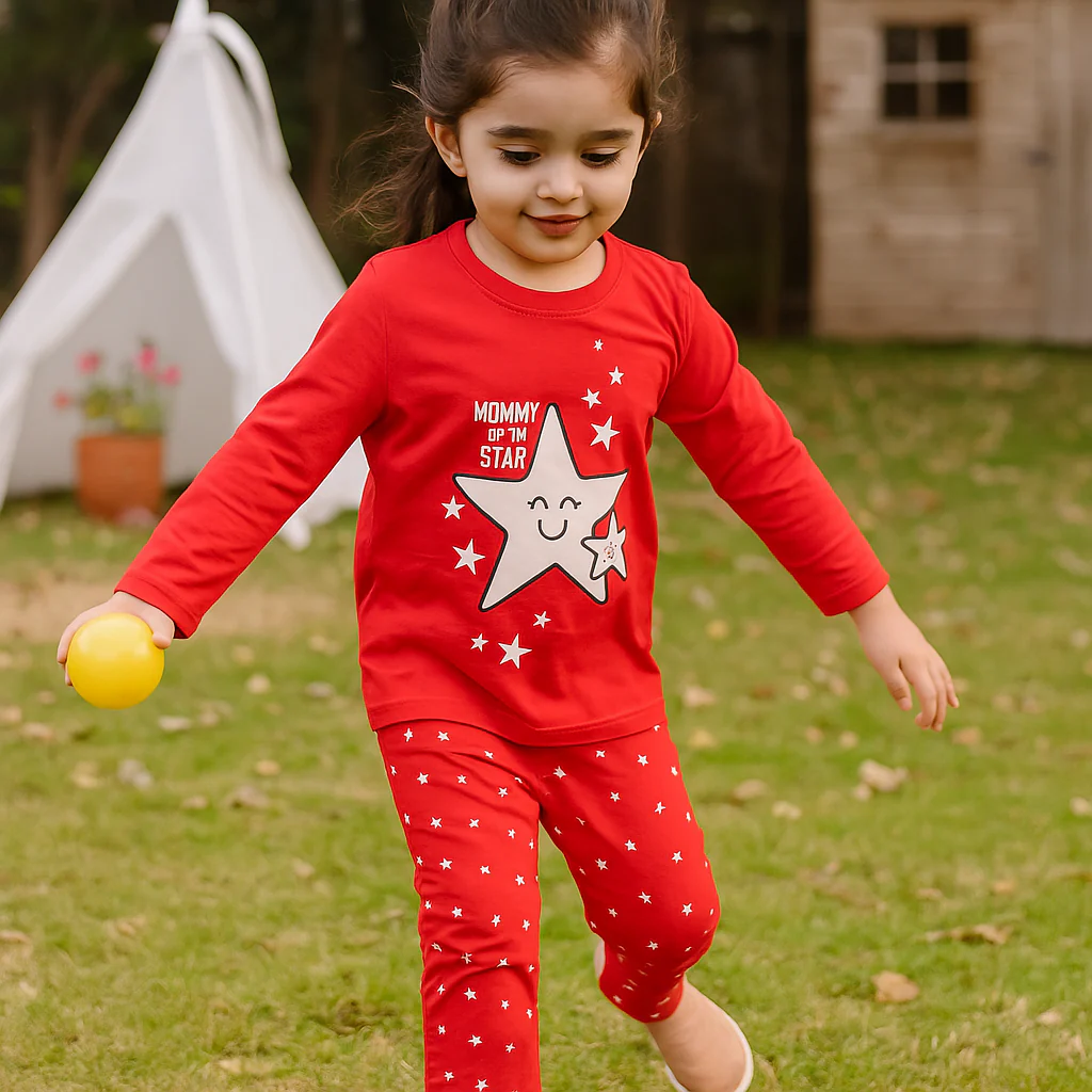 Kids Pajama Set Mommy Is My Star Red - Sunshine - Image 5