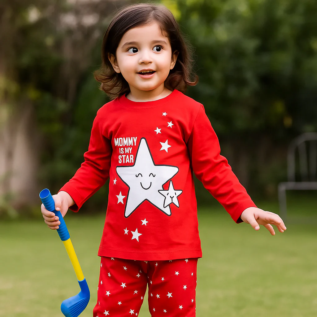Kids Pajama Set Mommy Is My Star Red - Sunshine - Image 6