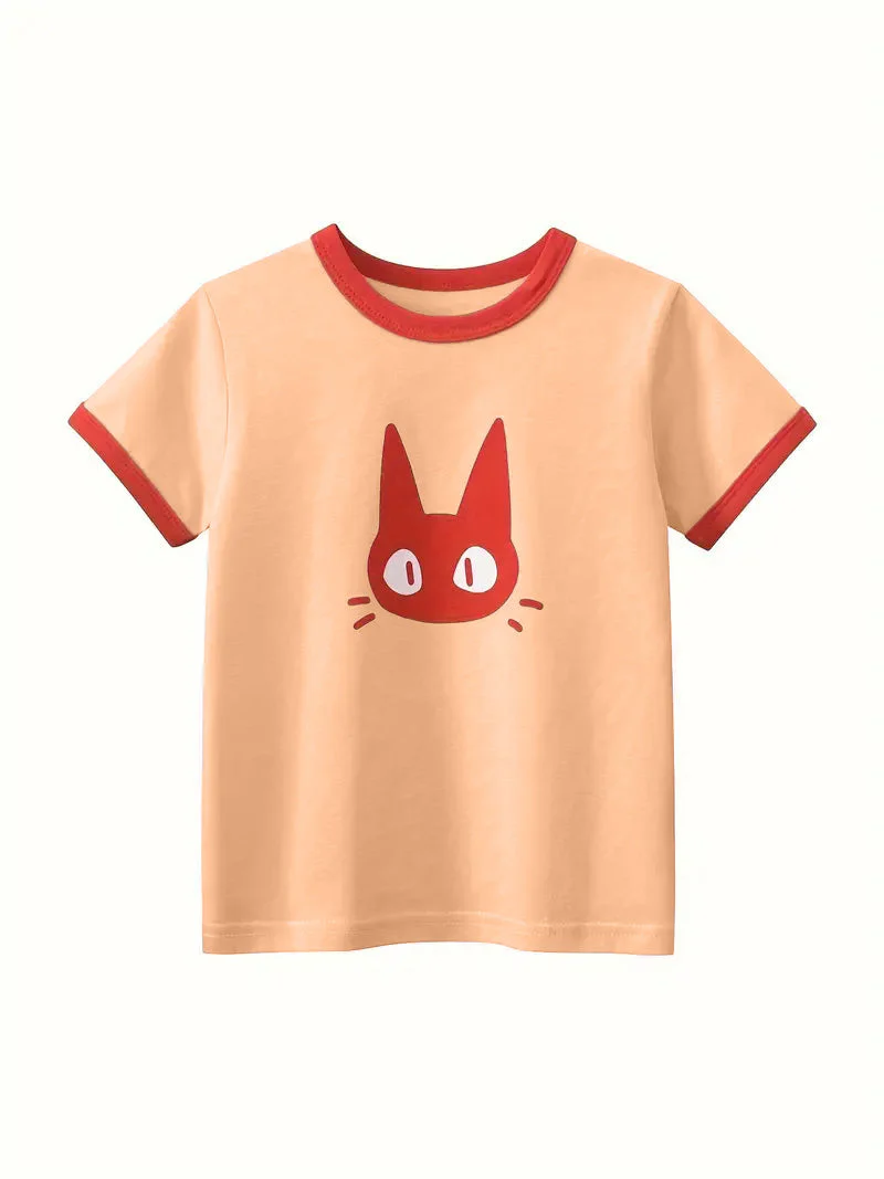 Kids Pajama Set Printed Cat Peach - Mini Charm - Image 6