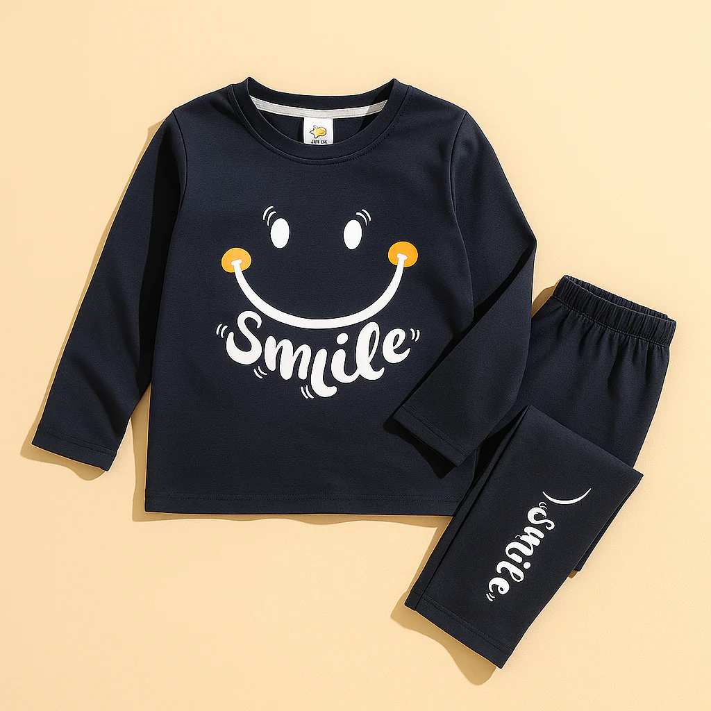 Kids Pajama Set Smile Navy Blue - Sunshine - Image 4