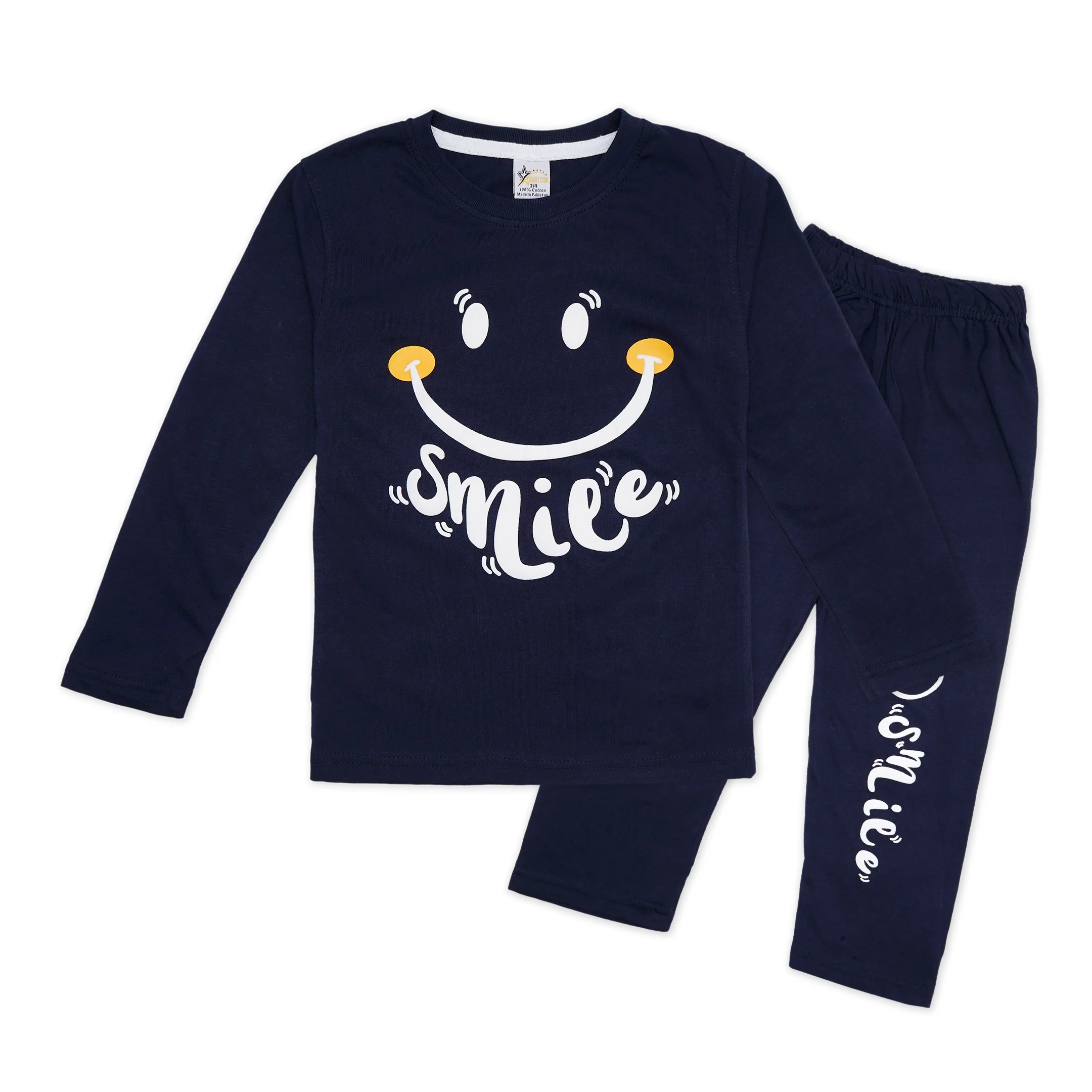 Kids Pajama Set Smile Navy Blue - Sunshine - Image 5