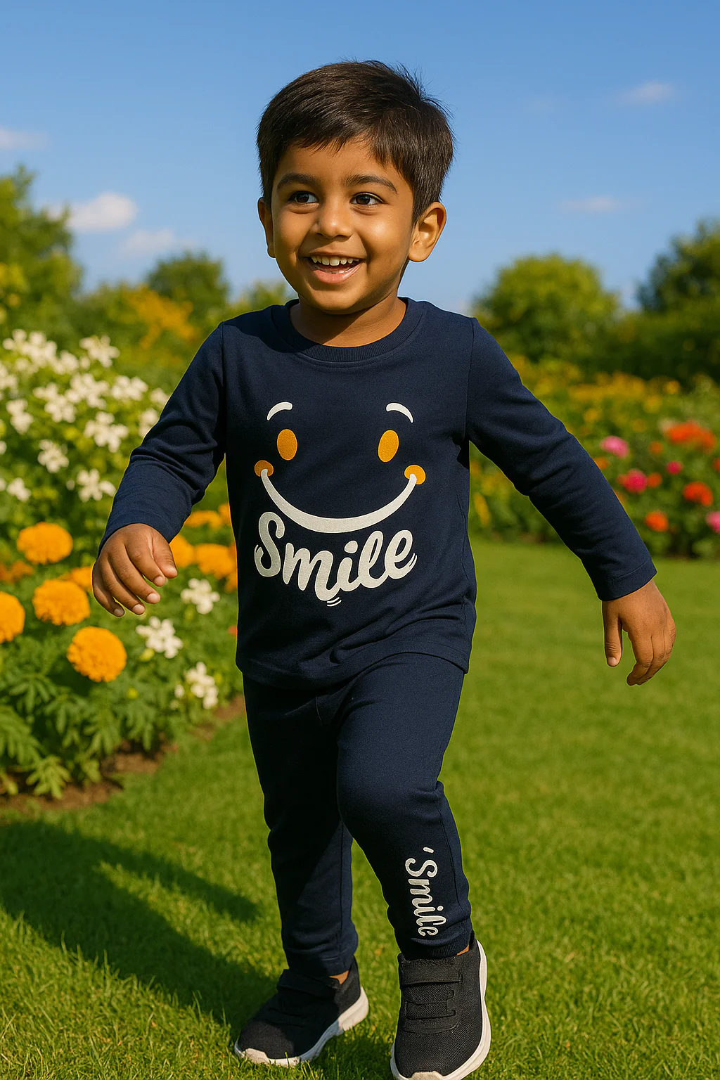 Kids Pajama Set Smile Navy Blue - Sunshine - Image 7