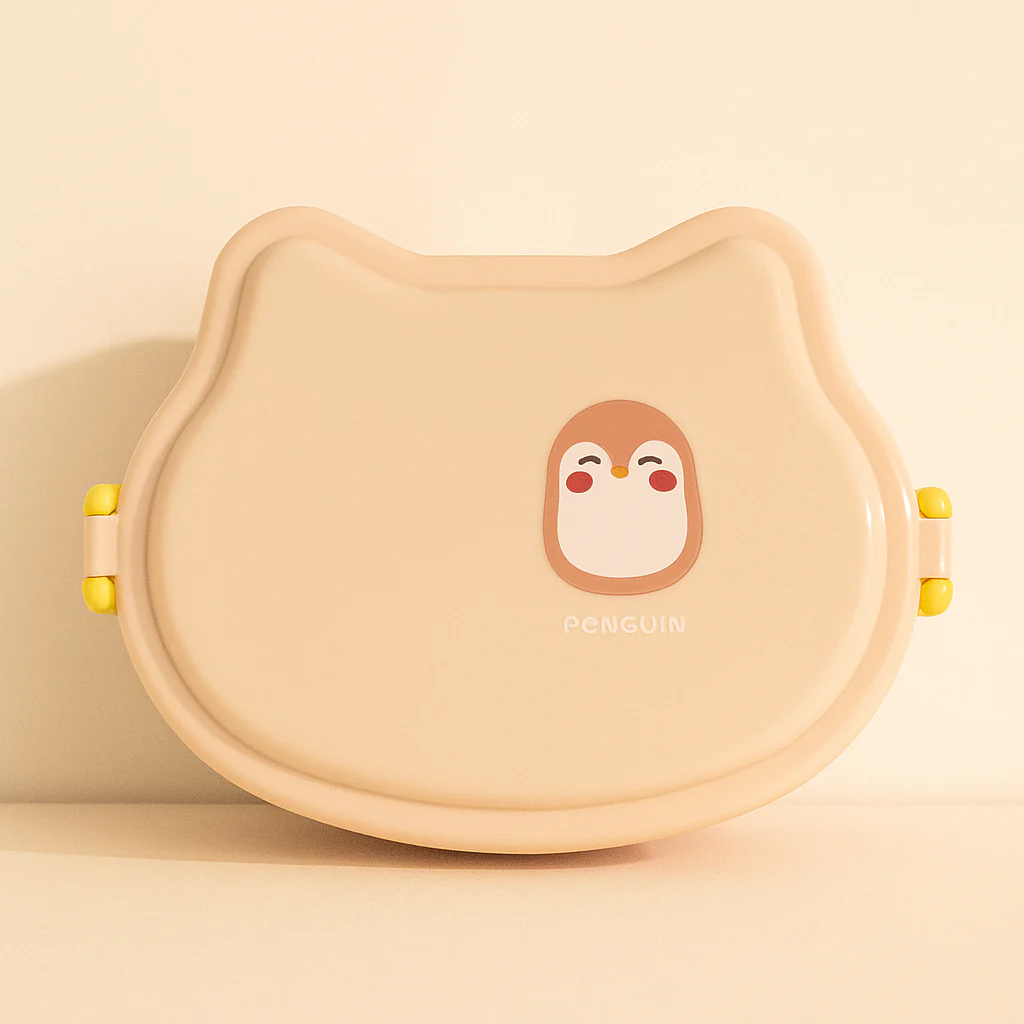 Kids Plastic Lunch Box Penguin Peach - Sunshine