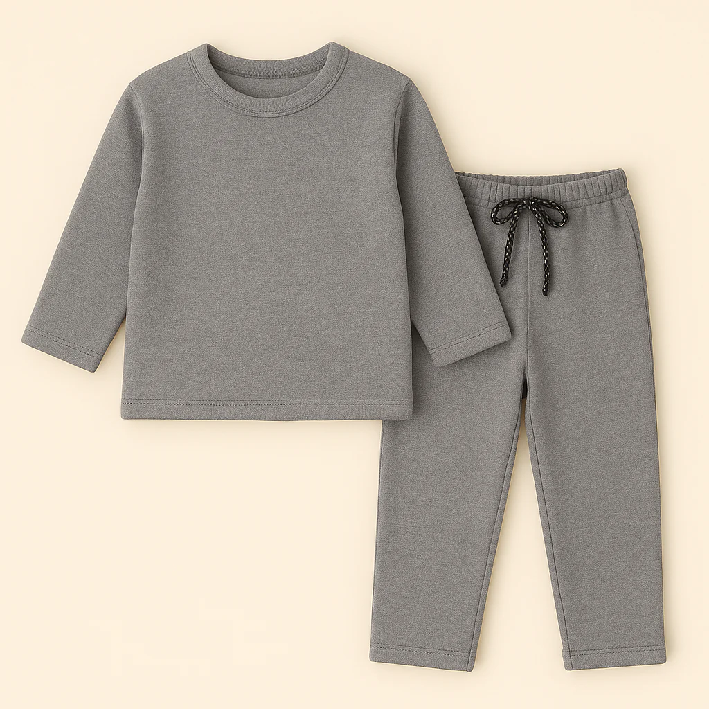 Kids Polyester Tracksuit Plain Grey - Mini Charm