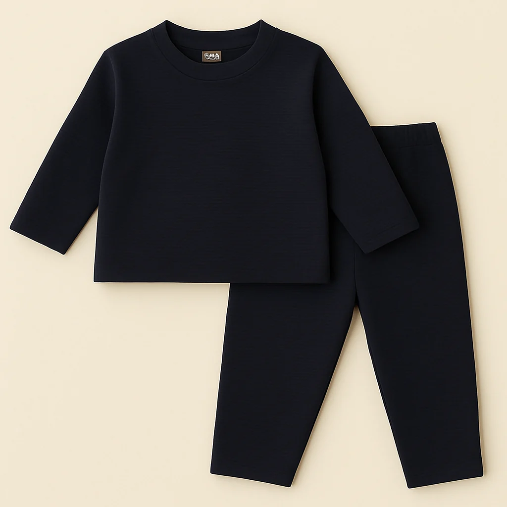 Kids Polyester Tracksuit Waffle Knit Navy Blue - Mini Charm
