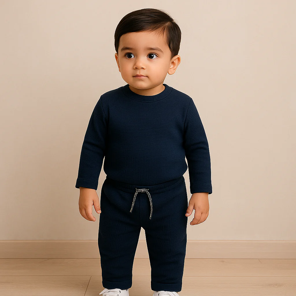 Kids Polyester Tracksuit Waffle Knit Sea Green - Mini Charm - Image 2