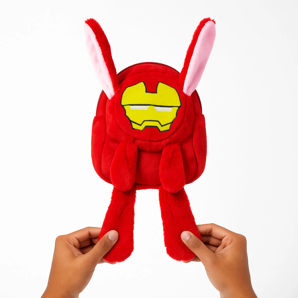 Kids Pop Ear Character Plush Backpack Ironman Red - Sunshine - Image 3