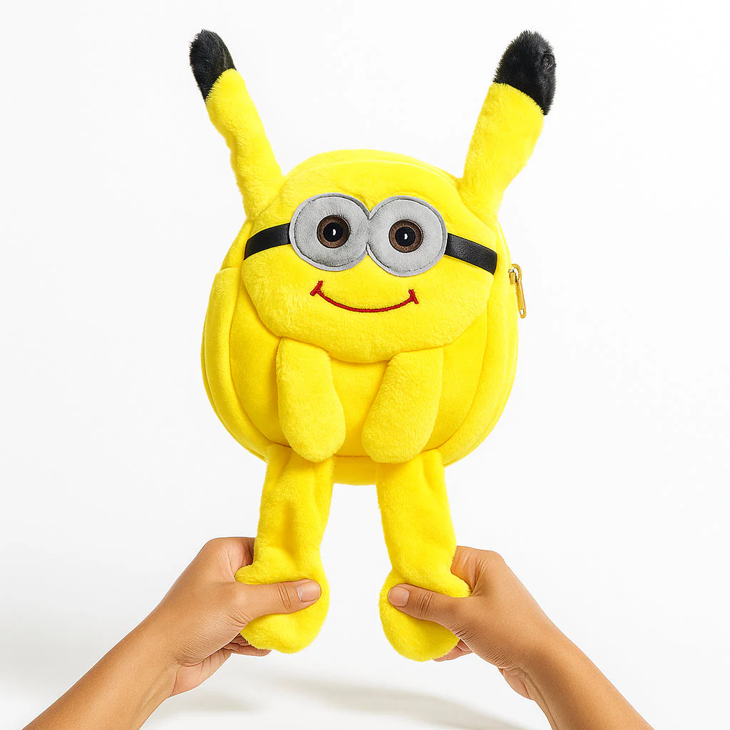 Kids Pop Ear Character Plush Backpack Minion Yellow - Sunshine - Image 3