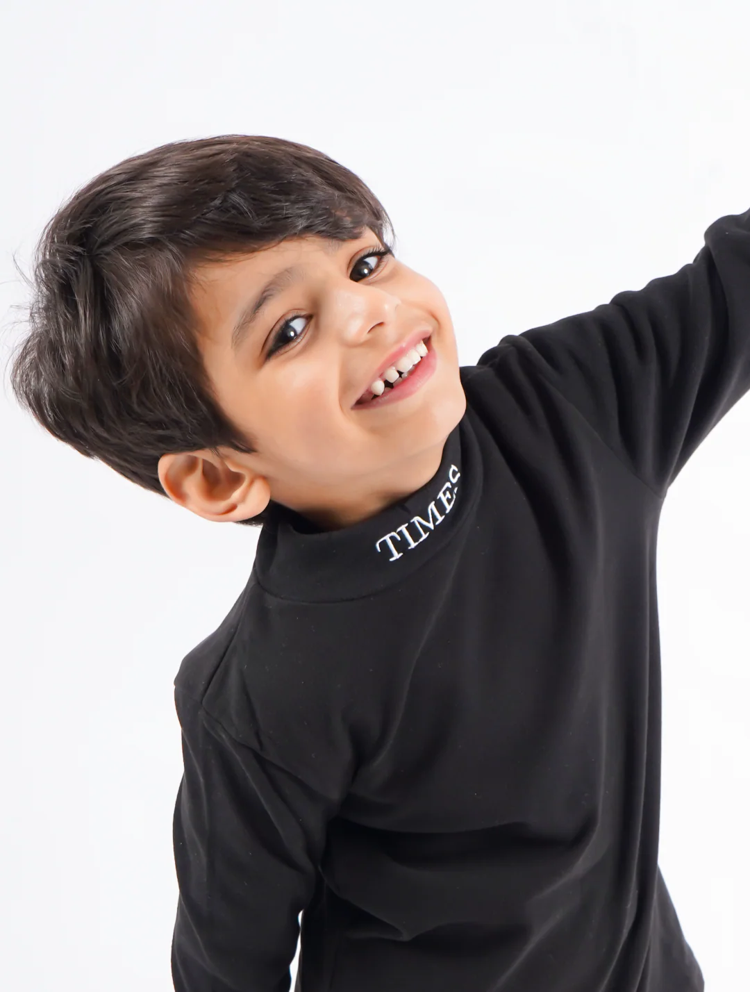 Kids Premium Mock Neck Black - Sunshine - Image 5