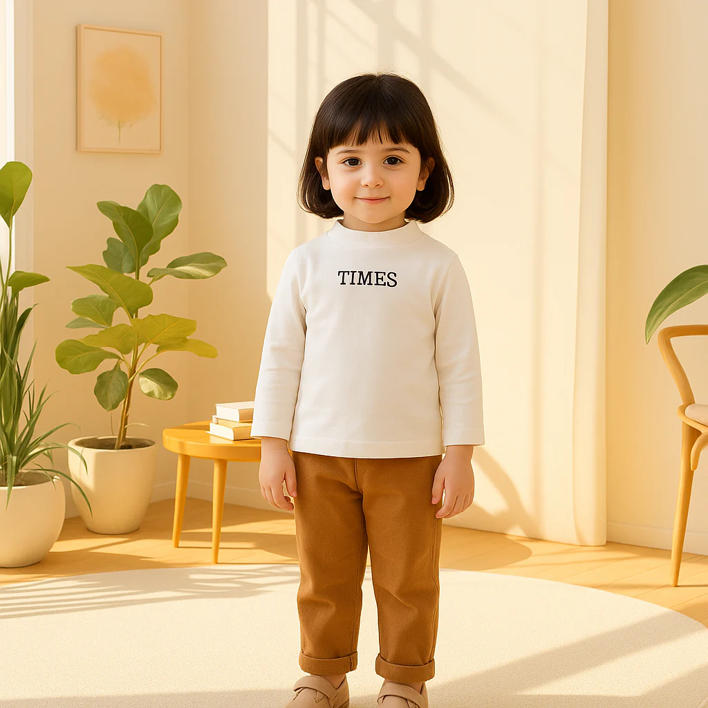 Kids Premium Mock Neck White - Sunshine - Image 3