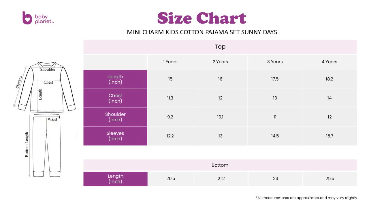 Kids Printed Cotton Pajama Set Sunny Days Red - Mini Charm - Image 3